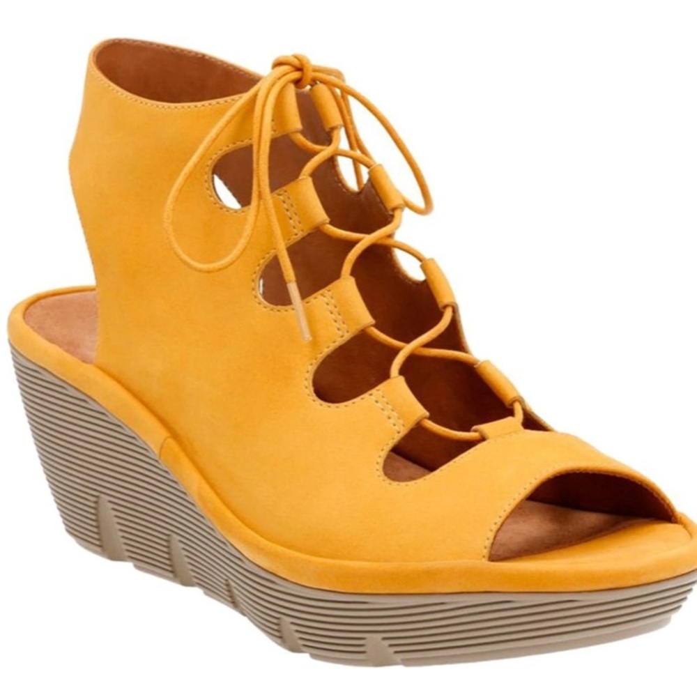 Clarks Yellow Wedge Sandals